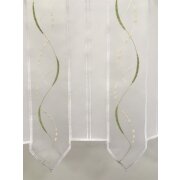 Pannaux Bistro Vorhang Scheibengardine Wellen wei&szlig; gr&uuml;n beige H 30 cm, Meterware