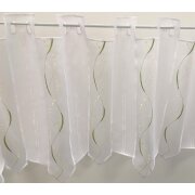 Pannaux Bistro Vorhang Scheibengardine Wellen weiß grün beige H 45 cm, Reststück 1,3 m