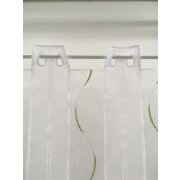 Pannaux Bistro Vorhang Scheibengardine Wellen weiß grün beige H 45 cm, Reststück 1,3 m