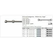 Gardinenstange Fertiggarnitur Kugel modern edelstahloptik 16 mm, div. L&auml;ngen