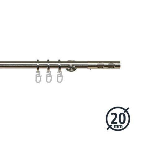 Gardinenstange Fertiggarnitur Avo 20 mm edelstahl optik, div. L&auml;ngen