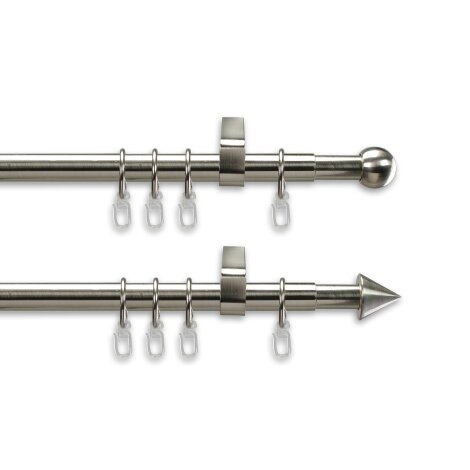 Gardinenstange Fertiggarnitur Teleskop Kegel 20 mm edelstahl optik, div. Längen 200 - 350 cm