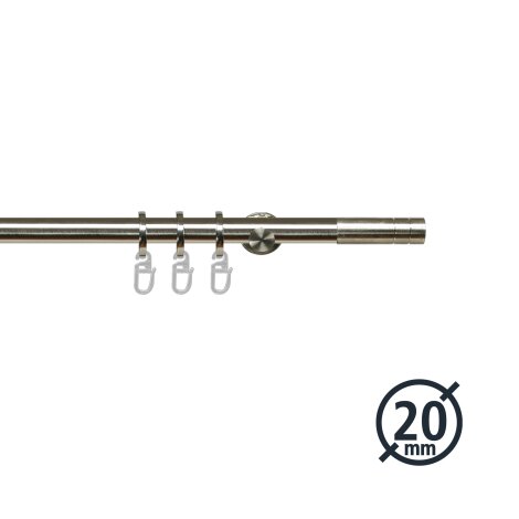 Gardinenstange Fertiggarnitur Nova 20 mm edelstahl optik, 120 cm