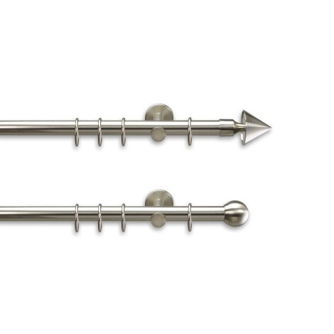 Gardinenstange Fertiggarnitur Drehfix Kegel 20 mm edelstahl optik, 160 cm