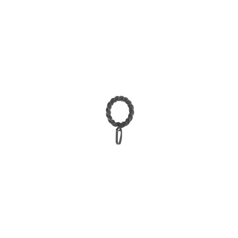 Ring mit Faltenlegehaken f&uuml;r Stange Landhaus Kunststoff schwarz, 10 St&uuml;ck