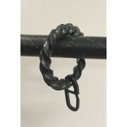 Ring mit Faltenlegehaken f&uuml;r Stange Landhaus Kunststoff schwarz, 10 St&uuml;ck