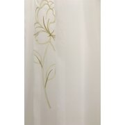 Stores Stoff Vorhang Gardine Blumen Bl&auml;tter wei&szlig;  gold transparent, Meterware
