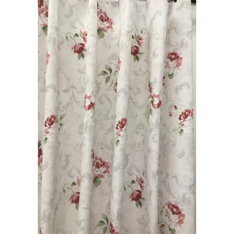 Dekostoff Vorhang Landhaus Blume natur rosa blickdicht, Fehler, Restst&uuml;ck 6,2m