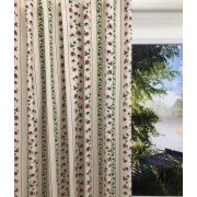 Landhaus Dekostoff Gardine Blumenranken natur rot...