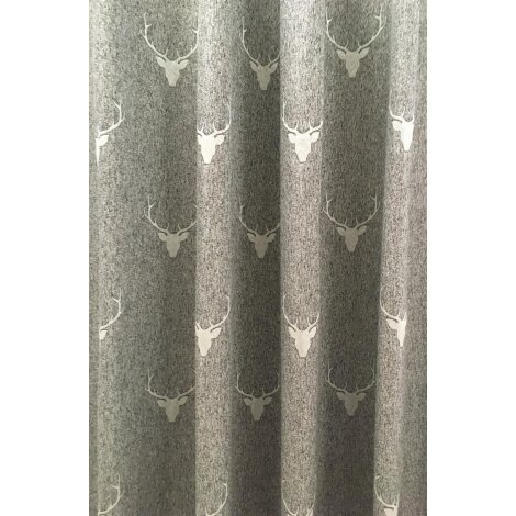 Deko Stoff Gardine Landhaus Vorhang Hirsch braun beige...