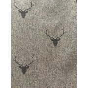 Landhaus Dekostoff Vorhang Hirsch Hirschkopf dunkelbraun blickdicht, Meterware