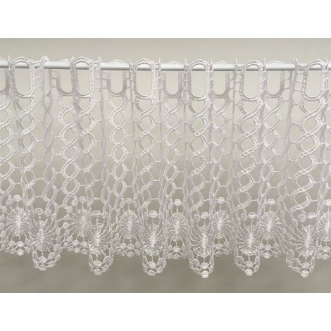 Panneaux Scheibengardine Fl&auml;chenvorhang H&auml;keloptik wei&szlig; H 20 cm, Meterware