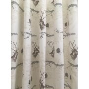 Landhaus Deko Stoff Vorhang Hirsch Zapfen beige braun...