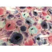 Tischfolie Tischbelag Tischdecke abwischbar Blumen Flieder rosa blau, Meterware