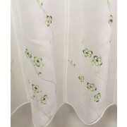 Landhaus Pannaux Scheibengardine Blumen weiss gr&uuml;n H 50 cm, Restst&uuml;ck 1,44m
