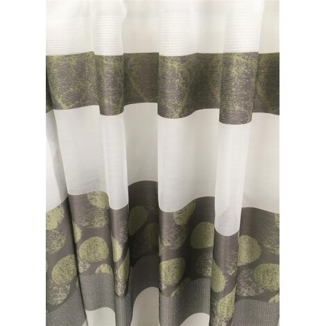 Deko Gardinenstoff Streifen grün anthrazit grau weiß teiltransp Reststück 1,30 m