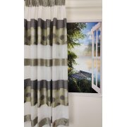 Deko Gardinenstoff Streifen grün anthrazit grau weiß teiltransp Reststück 1,30 m