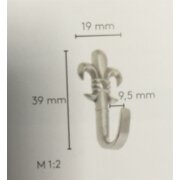 Zierhaken Wandhaken Lilie Metall zum befestigen mit Nagel nickel matt , 2 St&uuml;ck