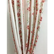 Deko Stoff Landhaus Vorhang Ranke Blumen natur rot gr&uuml;n blickd., Restst&uuml;ck 6,6 m