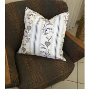 Kissenhülle Herz Ranke Edelweiß Streifen natur...