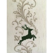 Kissenhülle Kissen Bezug Landhaus Hirsch Ranke beige grün 40 x 40 cm
