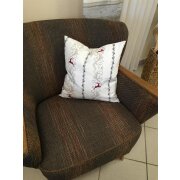 Kissenhülle Kissen Bezug Landhaus Hirsch Ranke beige rot 50 x 50 cm