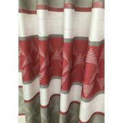 Dekostoff Gardine Vorhang Querstreifen Dreiecke wei&szlig; grau rot blickdicht, Meterware