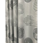 Dekostoff Gardine Vorhang Streifen Kreise grau teiltransparent, Meterware