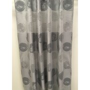 Dekostoff Gardine Vorhang Streifen Kreise grau teiltransparent, Meterware