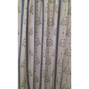 Deko Stoff Gardine Landhaus Blumen Streifen natur blau...
