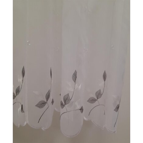 Raffrollo Cliprollo Scheibengardine Stick Blätter braun weiß H 145 cm, Reststück 3,14