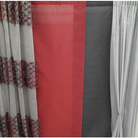 Musterfenster Dekoschal Fl&auml;che Panell grau anthrazit schwarz rot, fertig gen&auml;ht