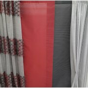Musterfenster 2 Dekoschals 2 Fl&auml;chen grau anthrazit schwarz rot, H&ouml;he 2,59 m