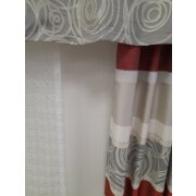 Musterfenster Dekoschal Fl&auml;che Querbehang grau silber wei&szlig; rot, fertig gen&auml;ht