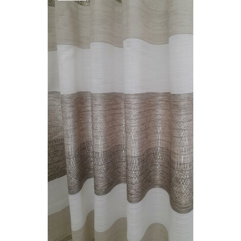 Dekostoff Gardine Vorhang Streifen Leinenoptik beige braun wei&szlig;, Restst&uuml;ck 1,65m