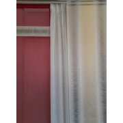 Musterfenster 1 Dekoschal 1 Stores 3 Fl&auml;chen wei&szlig; creme rot beige, H&ouml;he 2,39 m