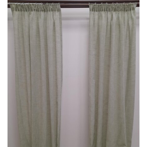 Vorhang-Set aus 2 Dekoschals in Leinenoptik grün transparent, fertige Höhe 1,60 m