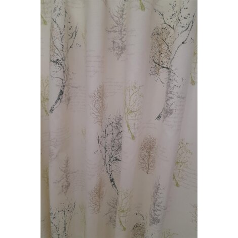 Dekostoff Gardine Landhaus Vorhang Bäume natur grün braun blickdicht, Reststück 2,9 m