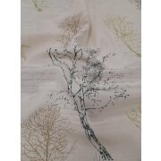 Dekostoff Gardine Landhaus Vorhang Bäume natur grün braun blickdicht, Reststück 2,9 m