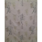 Dekostoff Gardine Landhaus Vorhang Bäume natur grün braun blickdicht, Reststück 2,9 m