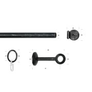 Gardinenstange Vorhangstange Esperanca Kugel 16 mm schwarz silber m. Ringe, 1lfg