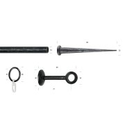 Gardinenstange Vorhangstange Esperanca Spitze 16 mm schwarz silber Ringe, 1lfg