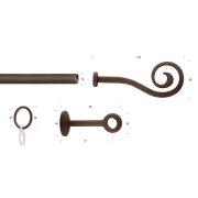 Gardinenstange Vorhangstange Esperanca Spirale 16 mm rost mit Ringe, 1lfg