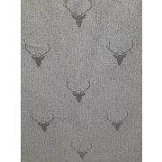 Deko Stoff Gardine Landhaus Vorhang Hirsch grau anthrazit blickdicht, Meterware