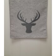 Tischl&auml;ufer Landhaus L&auml;ufer Chenille optik Hirsch grau anthrazit 140 x 45 cm