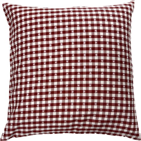 Kissen Kissenhülle Bezug Landhaus Karo mit Herz rot, 40 x 40 cm