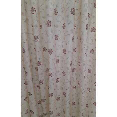 Dekostoff Gardine Landhaus Blumen natur rot beige blickdicht, Reststück 1,3 m