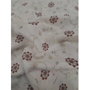 Dekostoff Gardine Landhaus Blumen natur rot beige...