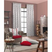 Dekostoff Gardine Landhaus Blumen natur rot beige blickdicht, Reststück 1,3 m