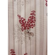 Deko Stoff Gardine Landhaus Vorhang Streifen natur beige rot blickdicht, Meterware